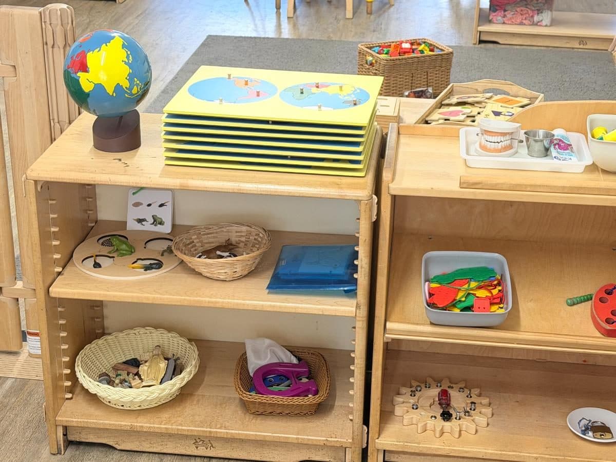 Unique child montessori classroom shelving units