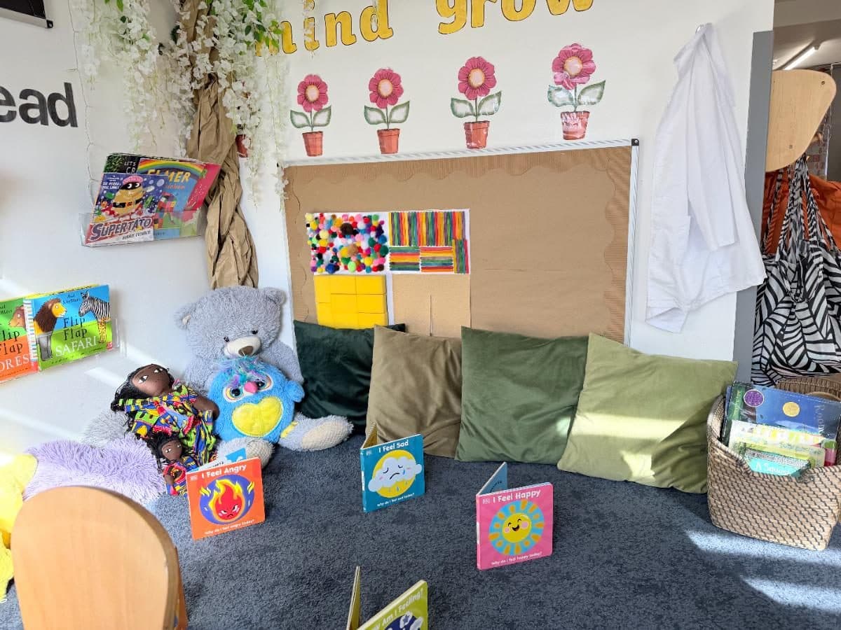 Unique child montessori cozy reading corner with cushions