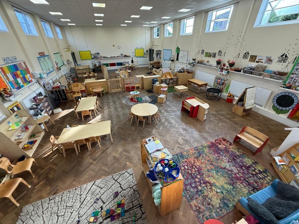 Unique child montessori bright classroom with learning stations